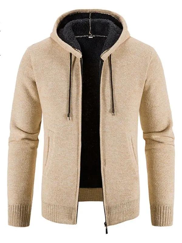 Cozy Casual Knitted Hooded Zipper Jacket for Men - Perfect for Autumn Adventures - MENLL